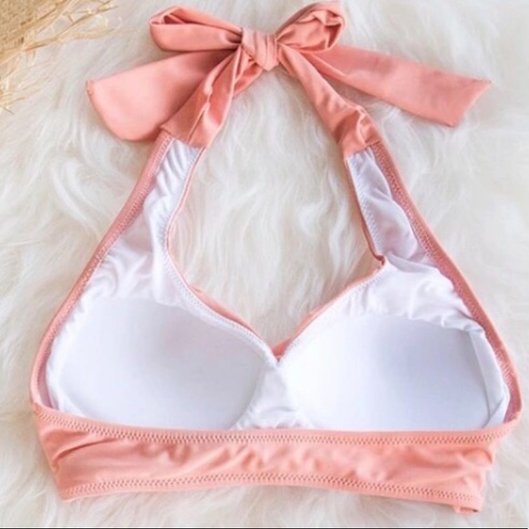 Cupshe Pink Twisted Halter Bikini, Geometric Print High Waisted Bottom - M - Picture 6 of 7